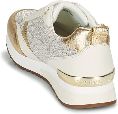Michael Kors Allie Stride Women's Leather and Mesh Sparkly Chain Sneakers 43S2ALFS3D Beige