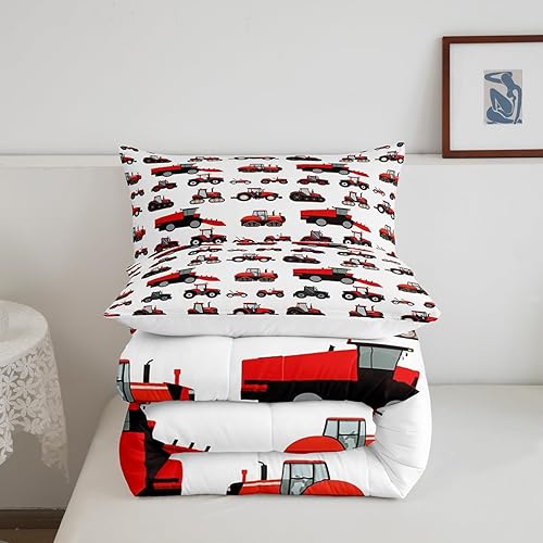 Vista 17 de Juego de ropa de cama de tractor tamaño matrimonial, juego de edredón de camión de equipo, edredón de plumón de excavadora de construcción, juego