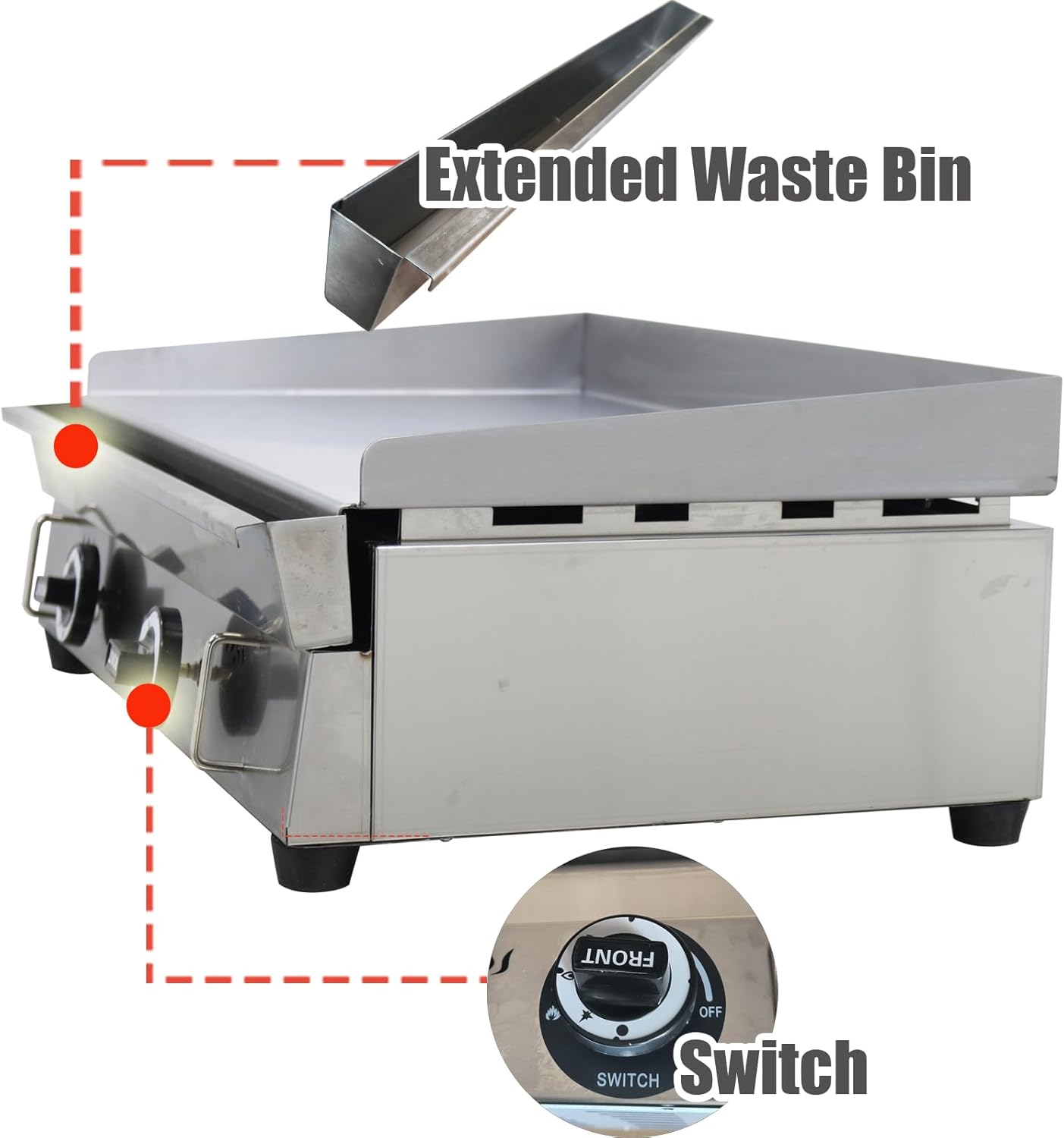 INTSUPERMAI Commercial Grill Griddle Natural Gas Countertop Griddle Flat Top Grill Hot Plate Stove Stainless Steel Teppanyaki Grill Plate Size 28.94×16.14inch for Restaurant Kitchen Outdoor BBQ 2000Pa