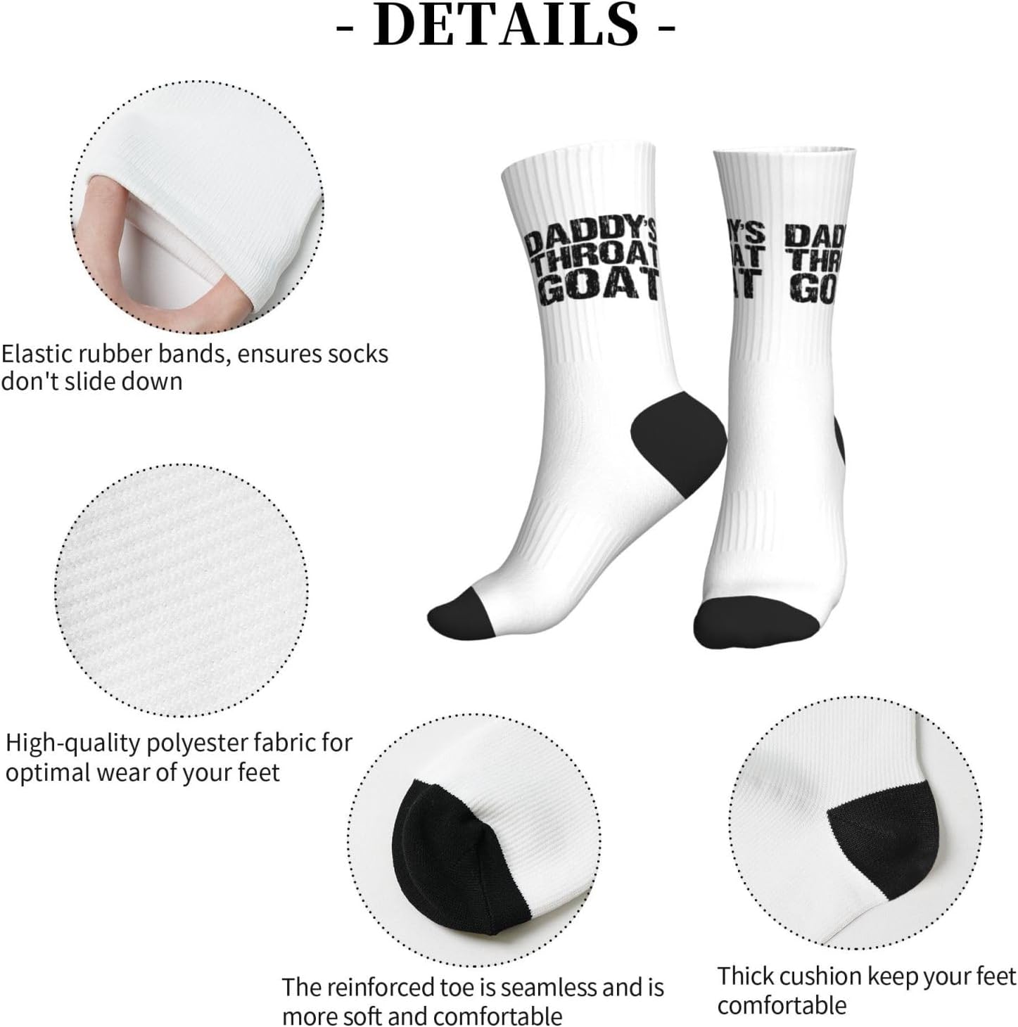 Daddy'S Throat Funny Goat Sexy Adult Distressed Profanity Crew Socks For Adult Funny Novelty Gag Gift Mid Calf Sock