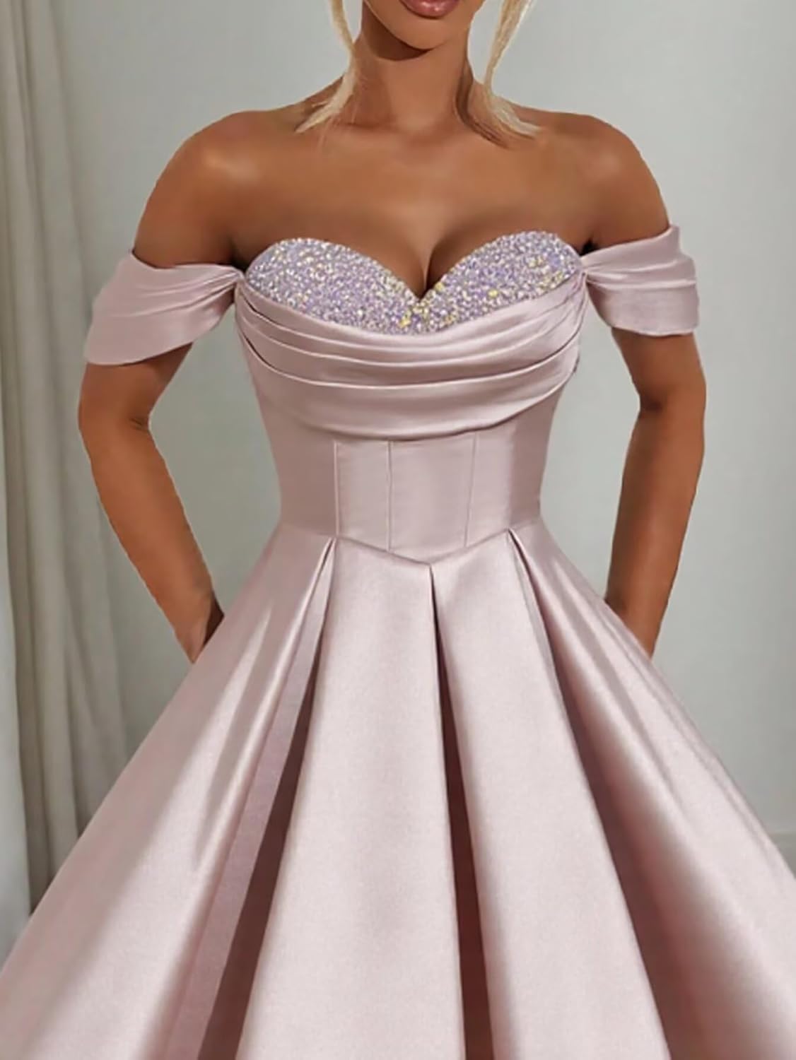 Short Satin Prom Dresses for Women 2026 Black Off Shoulder Homecoming Dress Sequin Evening Party Gowns Size16W