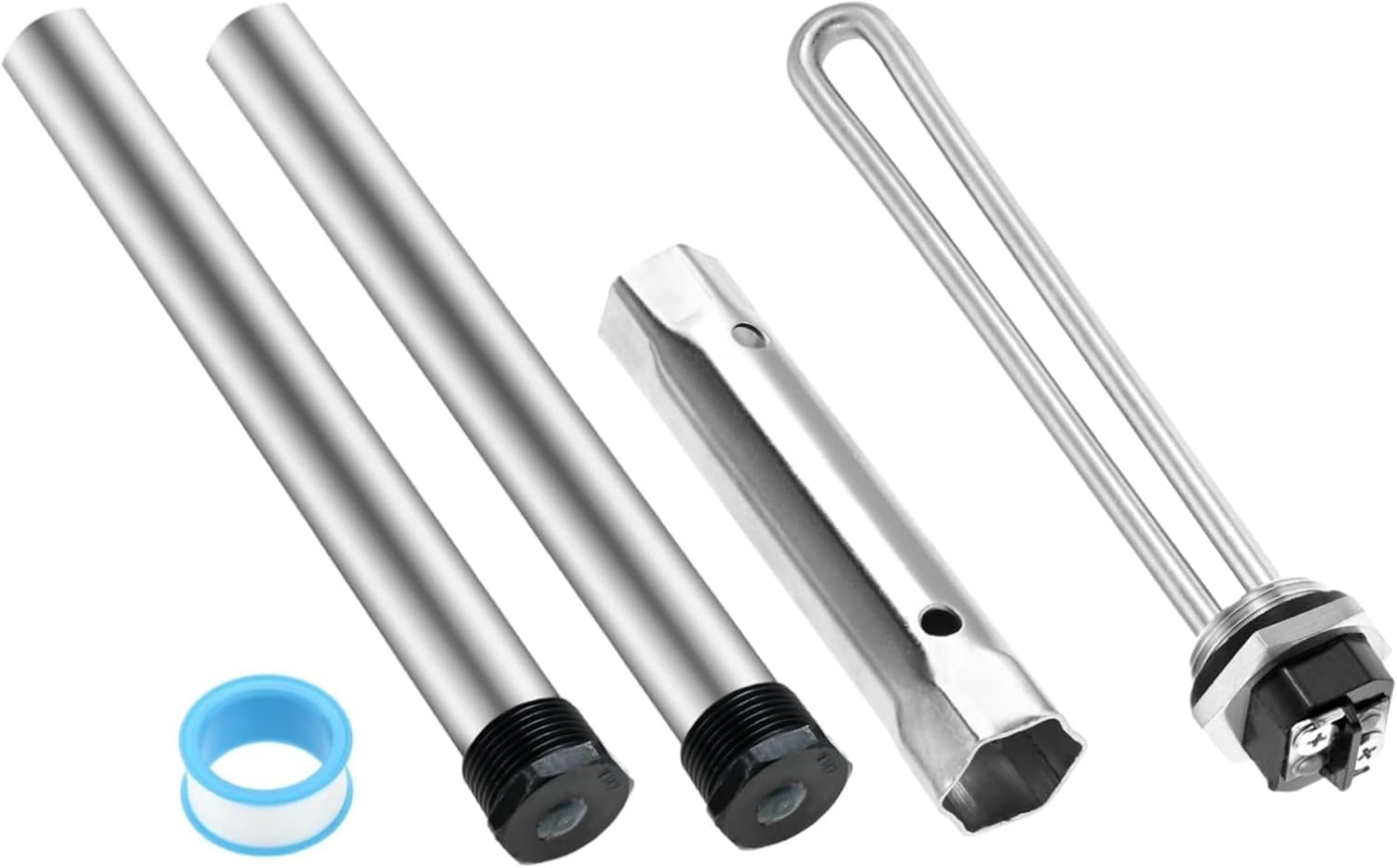 02463 02462 1500W 120V Water Heater Element, RV Water Heater Anode Rods with Dual Hex Wrench & Tape Replacement for AO Smith, Mor-Flo, Rheem Electric Tankless Water Heater