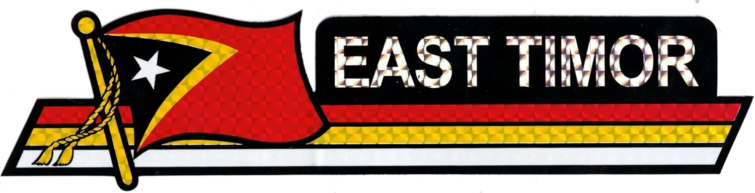 Pack of 50 East Timor Flag 3"x12" Reflective Decal Bumper Sticker DCX-072