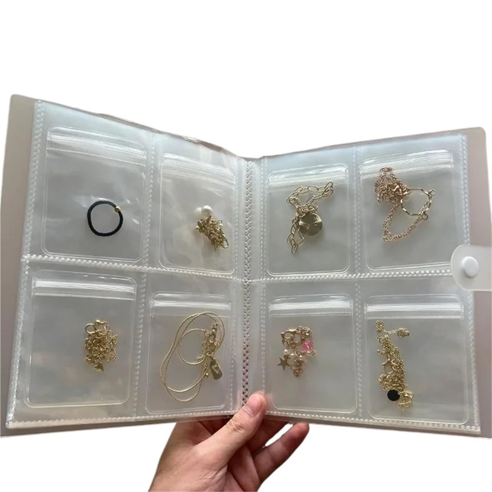 HUWOYG Jewelry Storage Albums Desktop Drawer Organizer BoxesTransparent Necklace Bracelet Ring Book Holder For Rings Necklace(Color2)