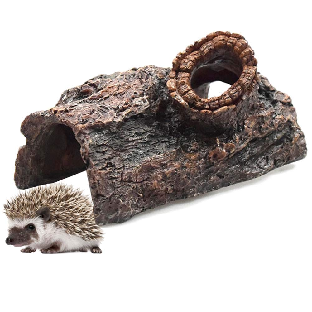 Yaosh Hedgehog Houses for Garden Waterproof, Resin Hedgehog Feeding Station Multipurpose Hedgehog House Shelter,Environmental Protection Hibernation Shelter Imitation Tree Hole Does Not Fade,A