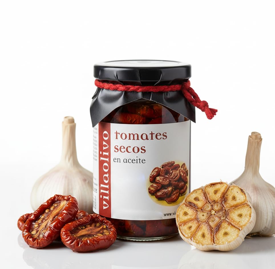 Villaolivo - Tomates Secos en Aceite de Oliva Virgen Extra 330g | Sabor Intenso y Natural | Sin Conservantes | Producto Gourmet Mediterráneo