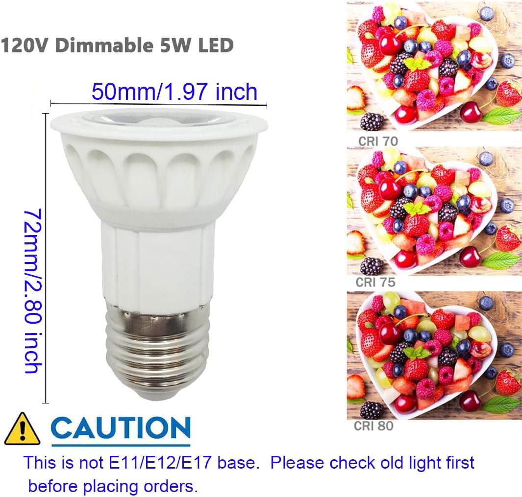2-Pack JDR E26 E27 LED Range Hood Light Bulb Dimmable 120V Screw Base for Dacor Zephyr Kitchen Hood Replacement Bulb Flood Track Light Replacement 75W Halogen Equivalent (Warm White 2700K)
