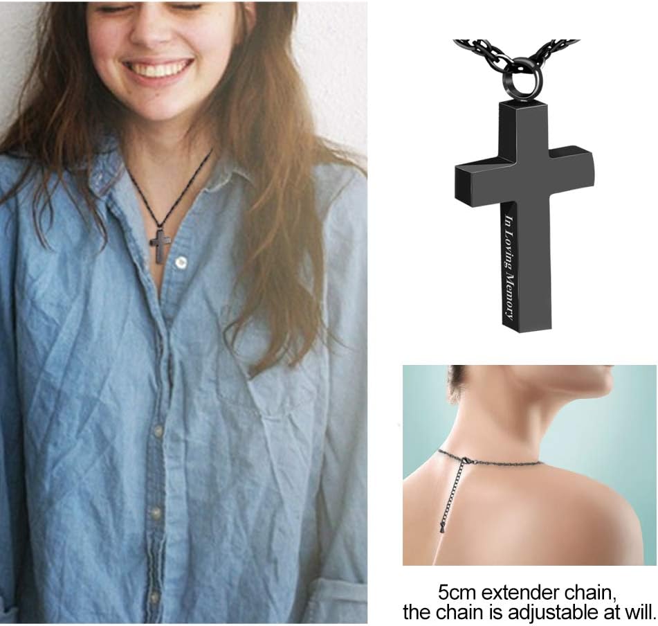 Cremation Cross Necklace for Ashes Stainless Steel Cross Urn Necklace Ashes Holder Memorial Jewelry-In Loving Memory - Image 5