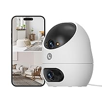 Beans View 3K+3K (5MP+5MP) Telecamera per interni a Doppio Obiettivo, Sicurezza a 360°, Supporto Scheda SD da 512 GB, 2.4GHz, Compatibile con Alexa, Chiamata Bidirezionale, Rilevamento di Persone D220