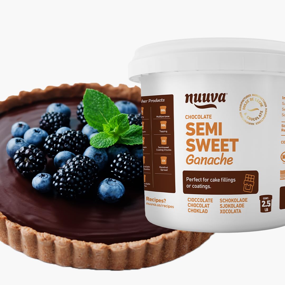 Nuuva Foods Chocolate Semisweet Ganache | Perfect for Dubai Chocolate Bar, Cake & Truffle | Cocoa for Baking Pastries & Snacks | 2.5 lbs