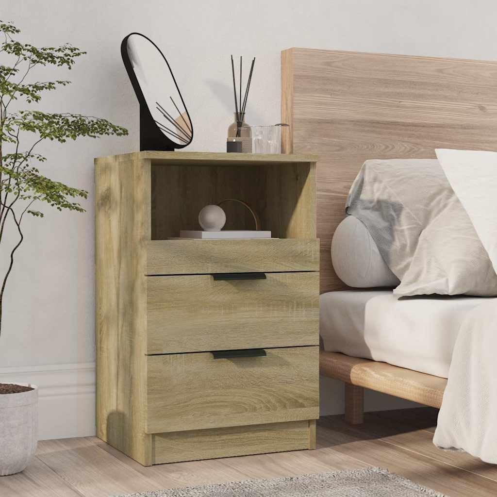 Zeitloser Nachttisch mit 2 Schubladen und Fach | Hochwertiger Holzwerkstoff mit feuchtigkeitsbeständiger Oberfläche | Stabiles Design für Schlafzimmer und Wohnbereich