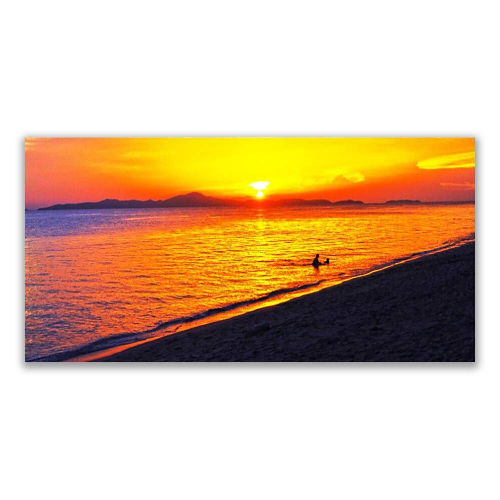 Impression sur toile 120x60cm de grand tableau déco murale moderne paysage de mer