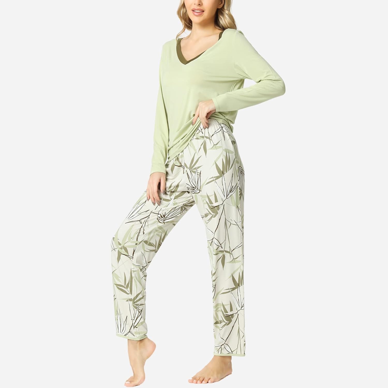 GYS Viscose from Bamboo Women's Pajama Sets Super Soft Long Sleeve Sleepwear Comfy Winter Pjs Sets S-4X - Image 4