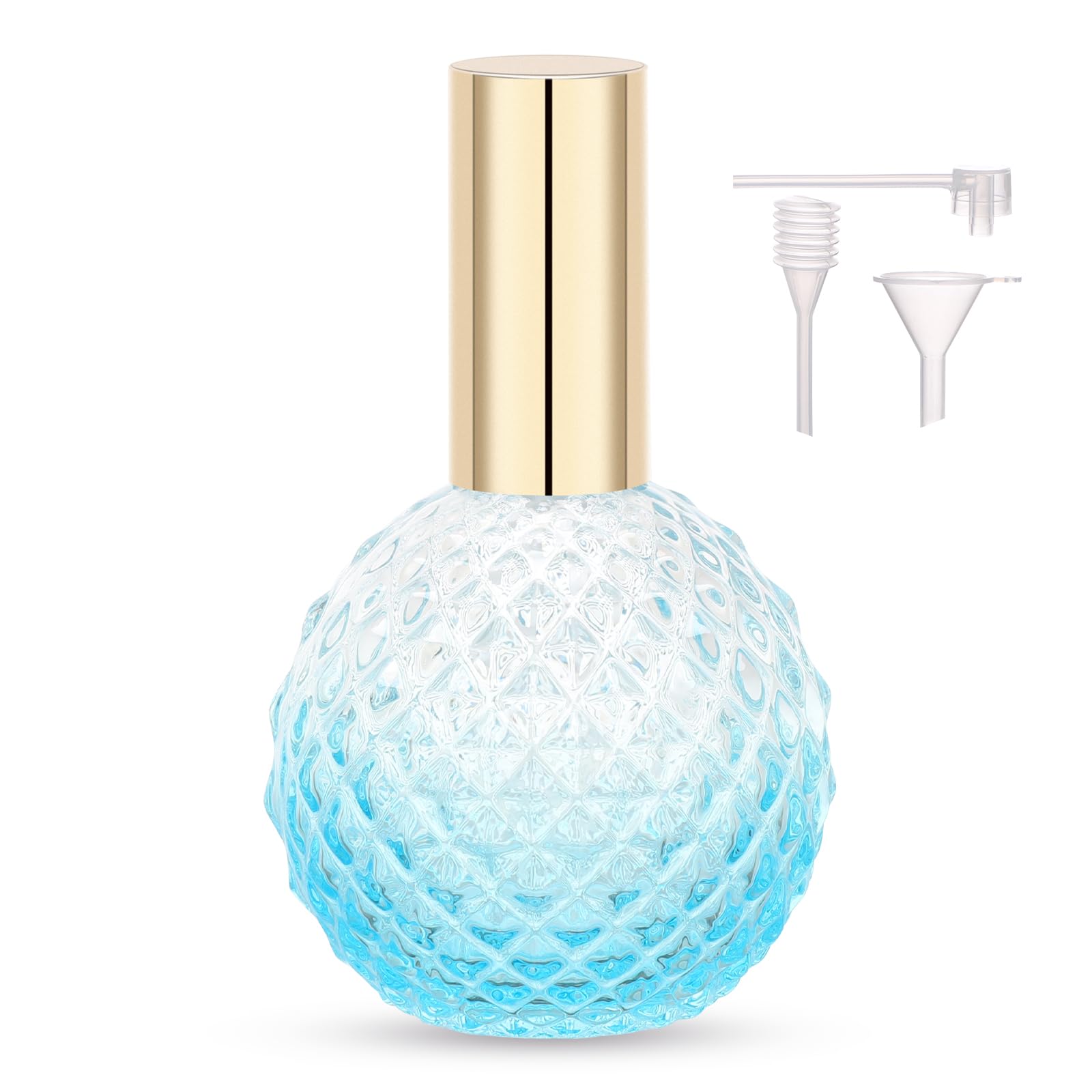 Segbeauty アトマイザー 100ml ガラス製 ブルー プッシュ式 詰め替え スプレー容器 漏れない ミニボトル スプレーボトル クイック 香水噴霧器 携帯用 詰め替え容器 液漏れ防止 持ち込み可能 通勤 香水スプレー パフューム【100ml ブルー】