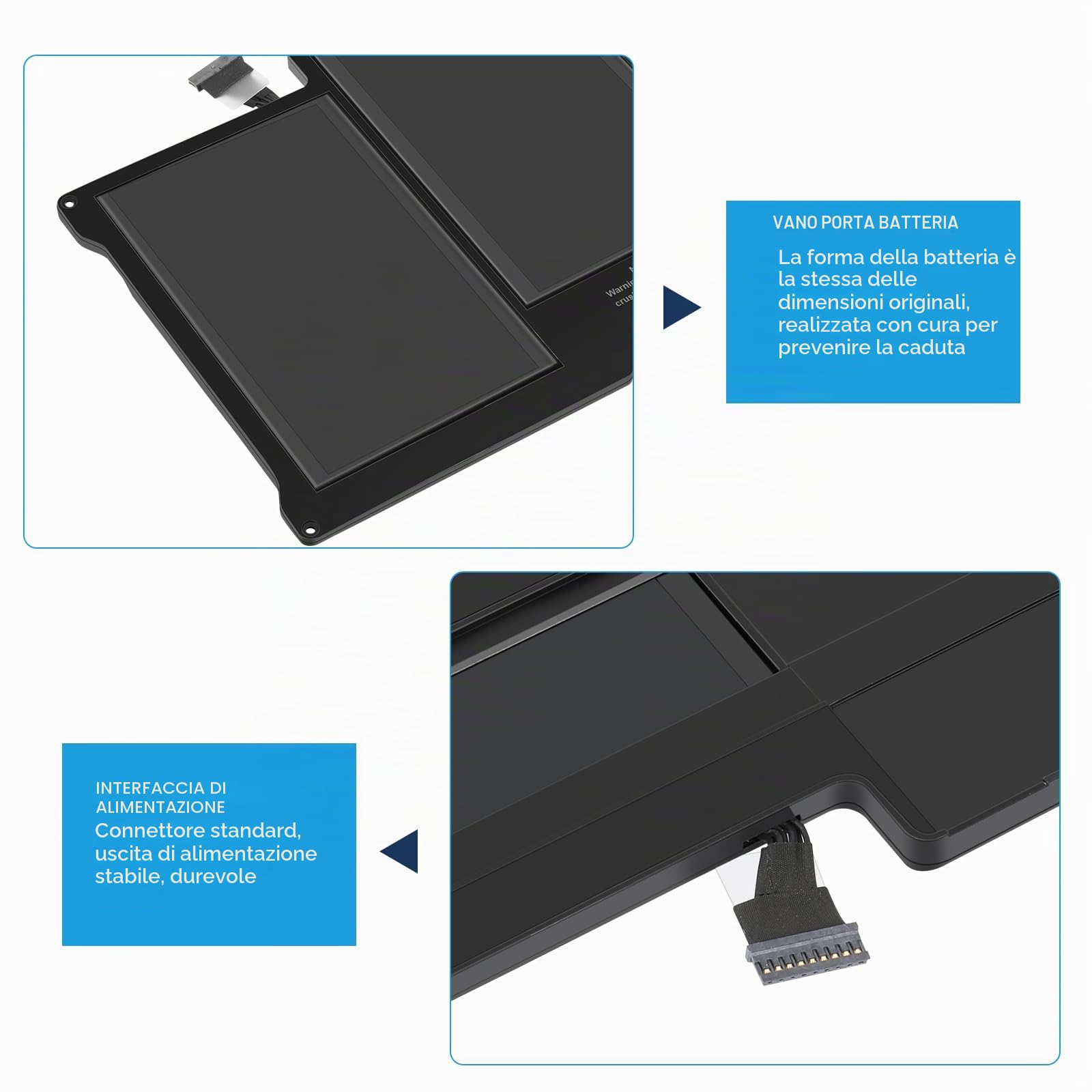 ASUNCELL 7.6V/55Wh A1405 Batteria del computer portatile per MacBookAir3,2 13" A1369 - (Late 2010，Mid 2011) MacBookAir5,2 13" A1466 - (Mid 2012，Mid 2013，Early 2014，Early 2015) A1377 A1405