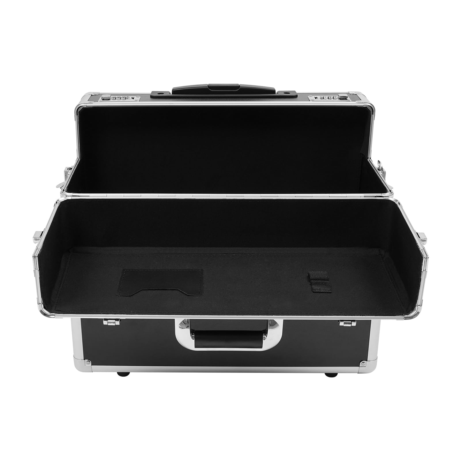 Aktenkoffer Rollbarer Businesstrolley Abschließbarer Aktenbox Pilotenkoffer 48,5 * 23 * 39cm aus Aluminiumlegierung mit Teleskopstange - Schwarz