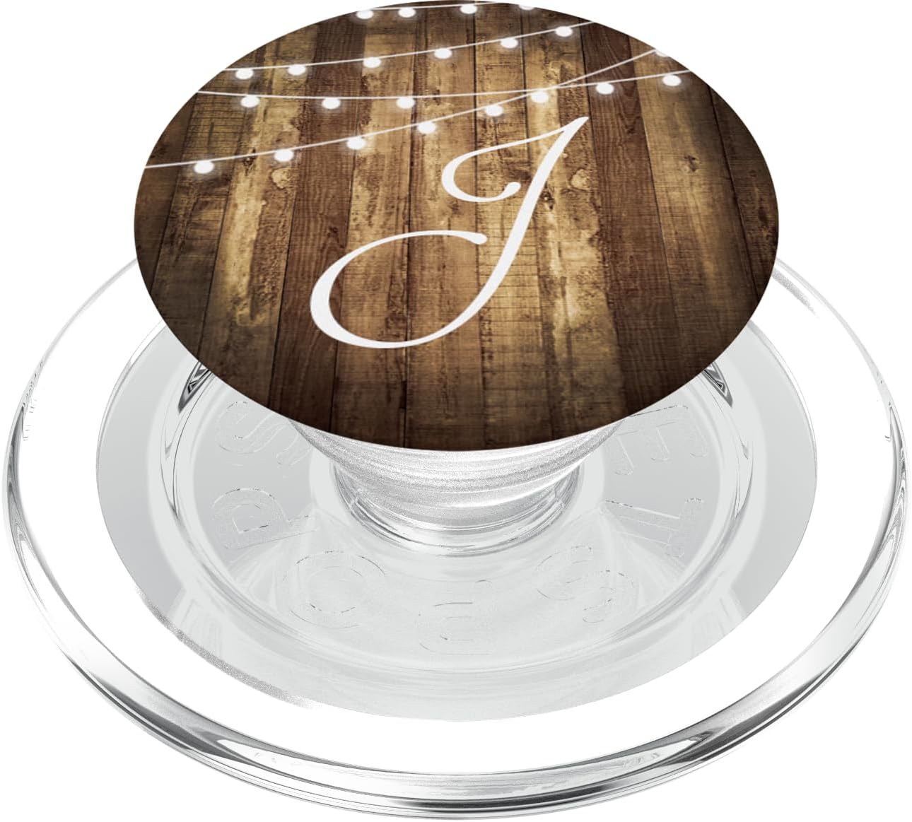 J Monogram Rustic Letter Wood Grain Wooden Look Name Initial PopSockets MagSafe PopGrip for iPhone
