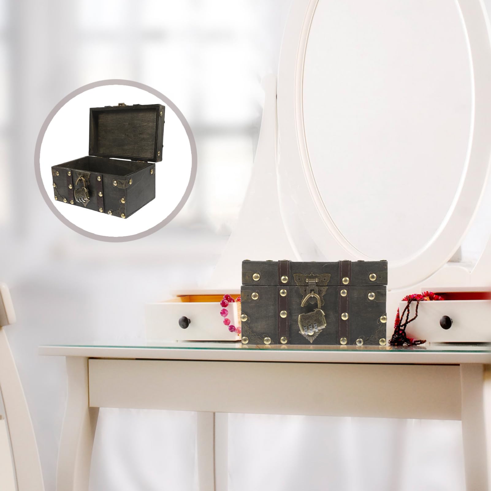 DECHOUS Vintage Schmuckkästchen mit Schloss Elegante Aufbewahrungsbox für Ringe und Schmuck für Schmuckladen oder Zuhause