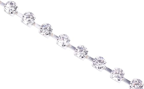 Miniatura 46 de KAOYOO - Cadena con cuentas de diamantes de imitación, 9 metros (10 yardas) para manualidades, joyas y decoración de bodas. Plata con cuentas