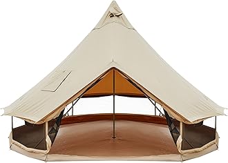 KingCamp Khan Camping Bell Tent 4m/5m Cotton Canvas Tents 6-8 Person Luxury Yurt Tent with Zipper Waterproof Pyramid Ten for Family Camping Party