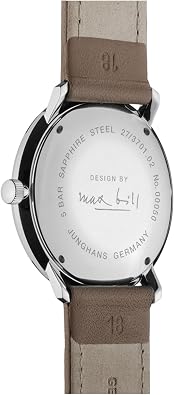 JUNGHANS Max Bill Handaufzug Hand-Winding Sapphire Crystal Beige Leather Watch 027/3701.02