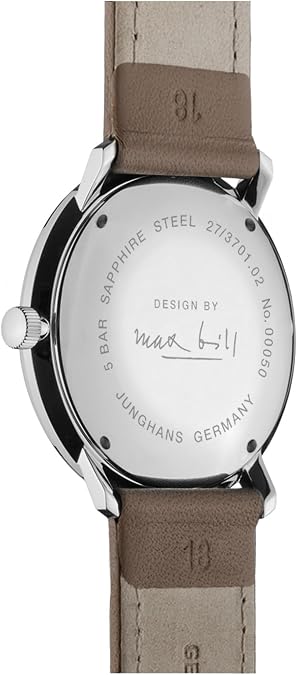 JUNGHANS Max Bill Handaufzug Hand-Winding Sapphire Crystal Beige Leather Watch 027/3701.02