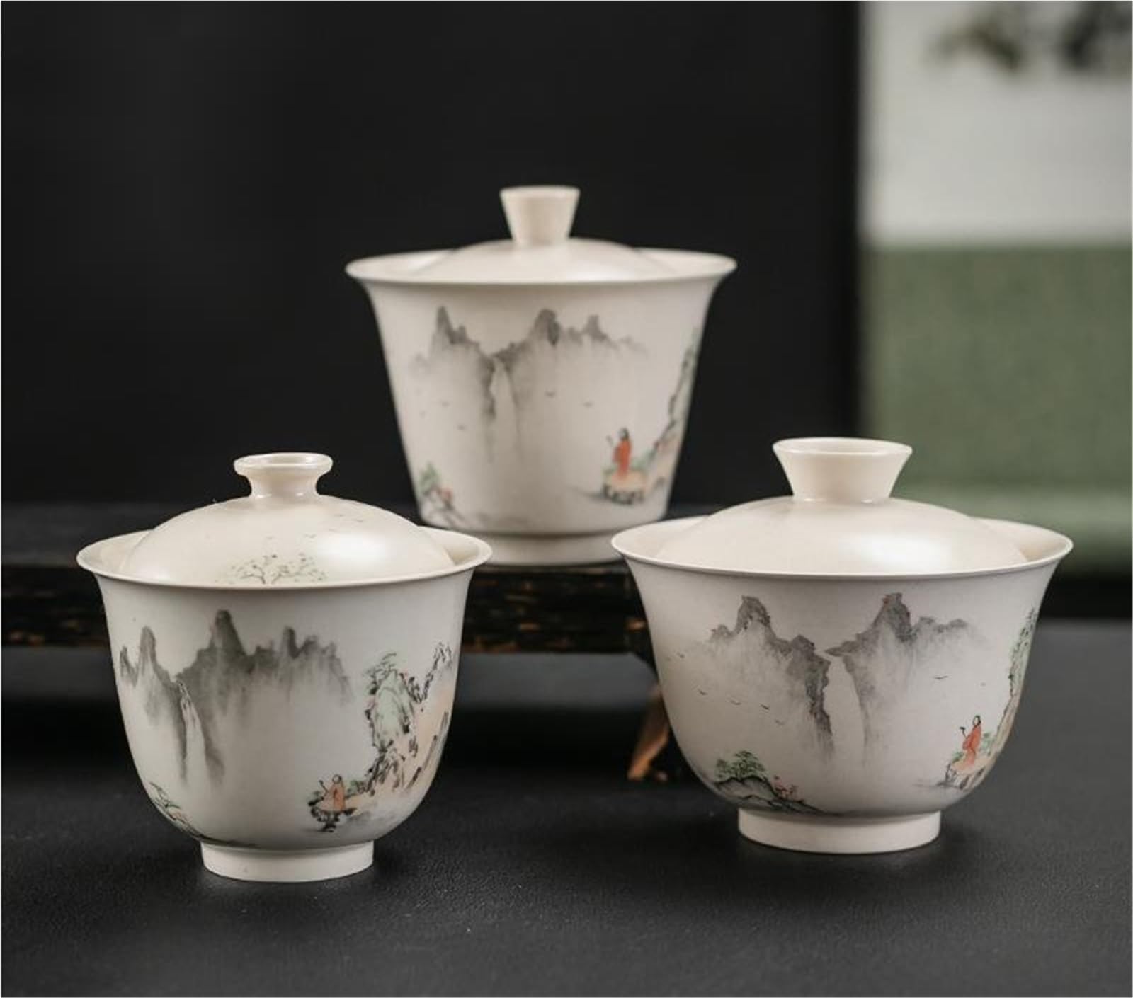 Ręcznie robiona kaligrafia Gaiwan retro trawa drewno popiół krajobraz herbata Tureen gospodarstwo domowe herbata warzenie pokrywa miska ozdoby do herbaty