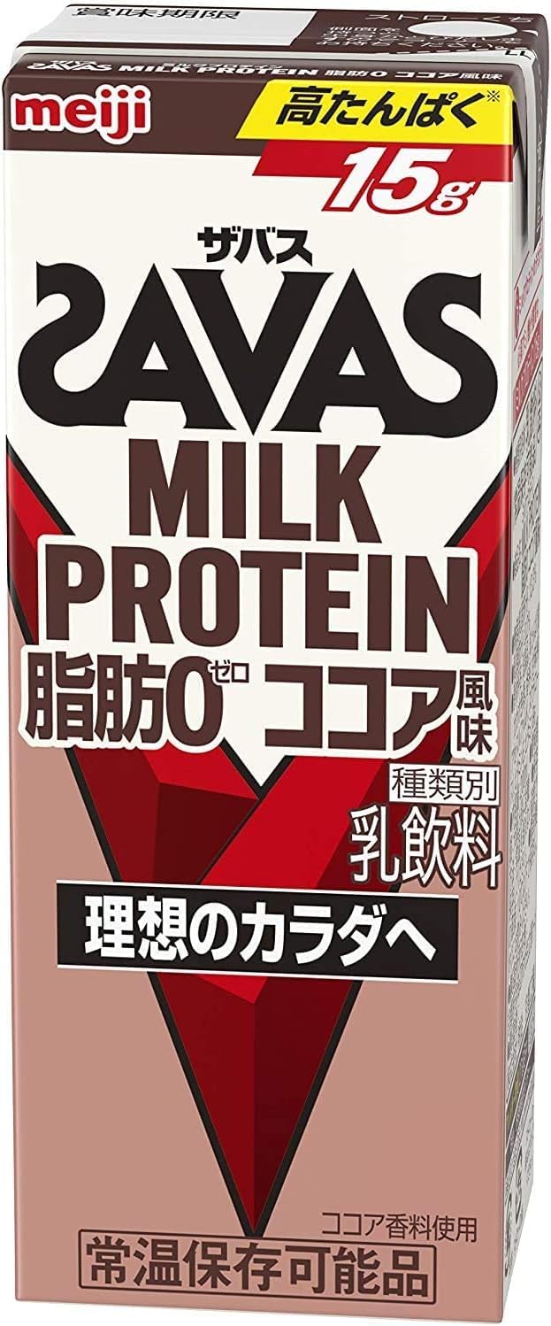 Meiji SAVAS МОЛОЧНЫЙ ПРОТЕИН для ванны (milk protein) жирность 0 200 мл Какао, банан 2 вида по 1 упаковке всего 48 шт в бумажной упаковке, фото 2