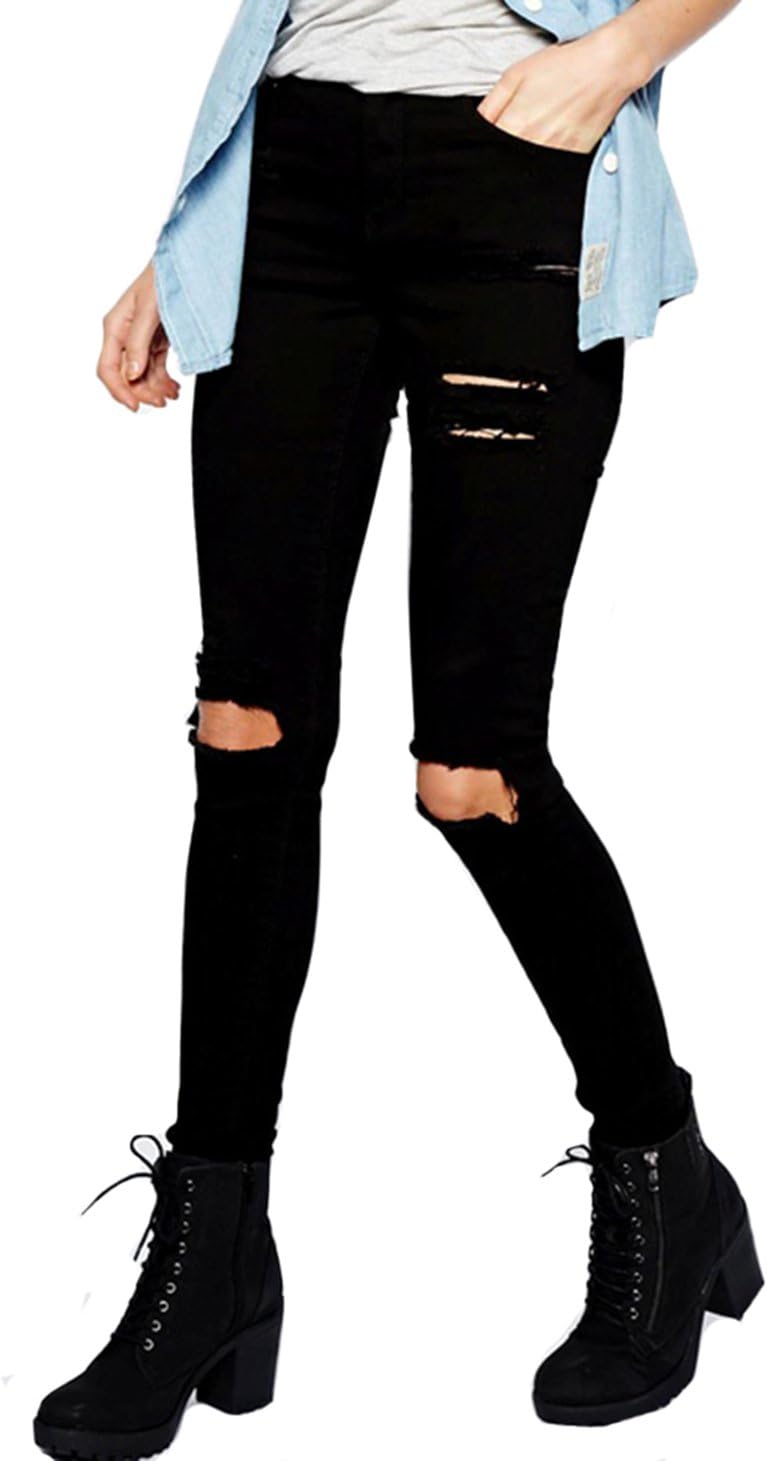 Sheinside Women's Black Skinny Cut Out Pants