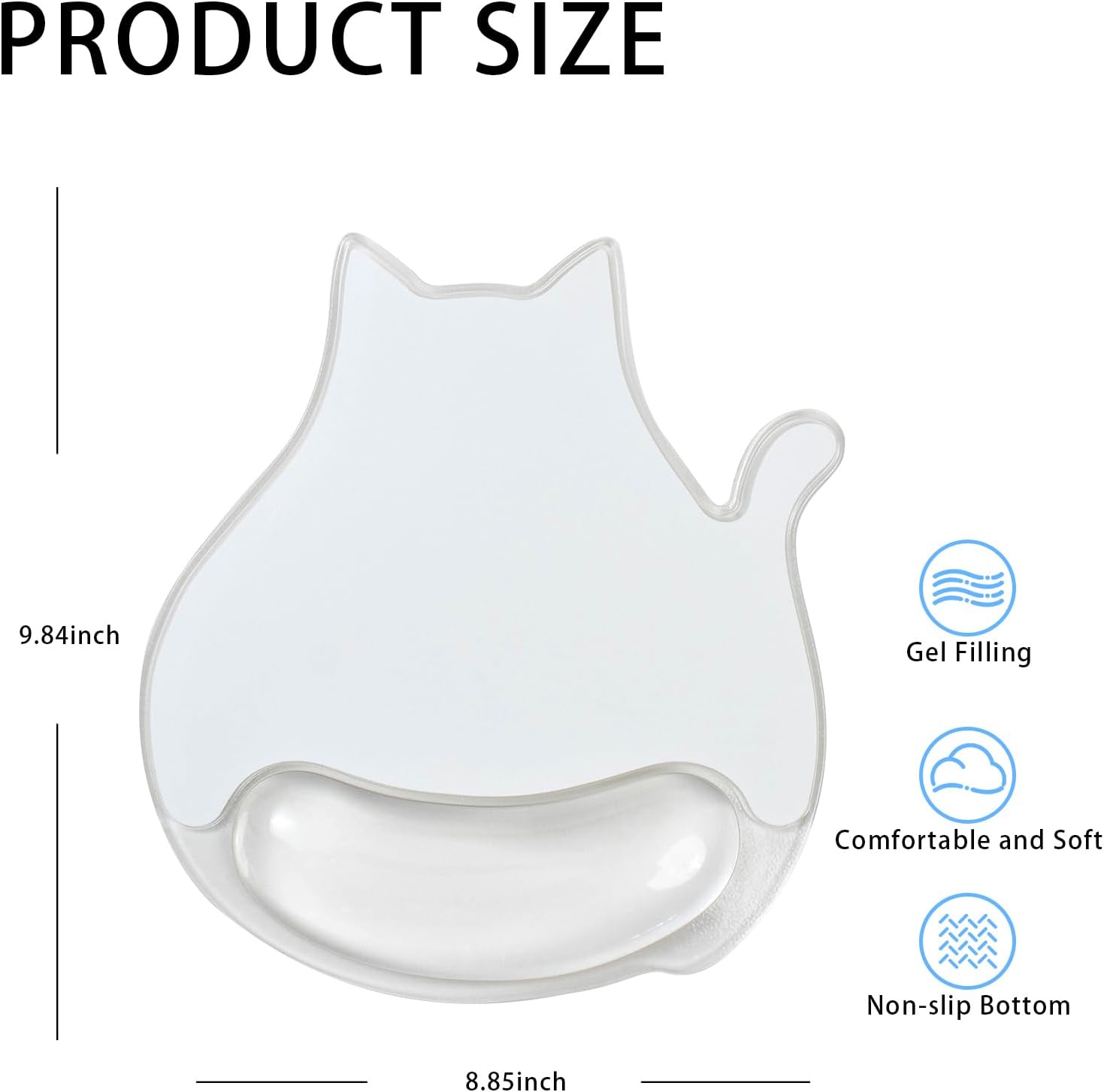 Gel Mouse Pad with Wrist Rest Support - White Ergonomic Cat Mousepad image 2