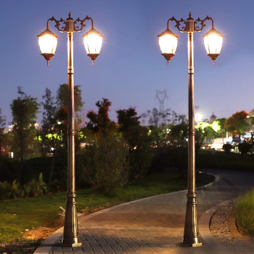 Retro European Outdoor Lamp, Solar, Aluminium, LED, Waterproof, Super Bright, 220 cm, Brass-220 cm