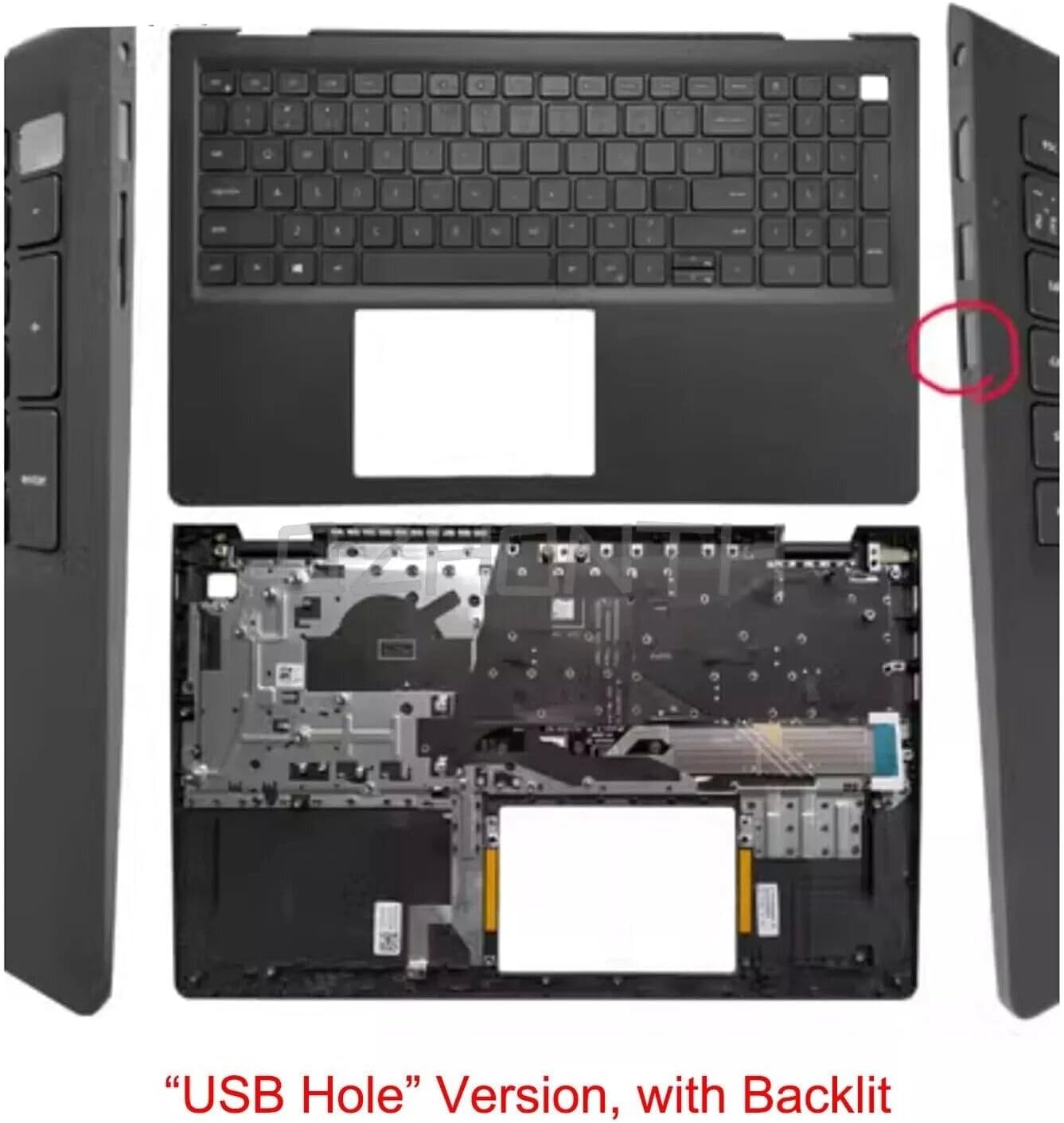 Replacement for Dell Inspiron 15 3510 3511 3515 3520 Laptop Upper Case Palmrest Backlit/Non-Backlit Keyboard USB/Type-C Hole Assembly Part 09CJN3 054WVM (Inspiron 15 3510 Backlit & USB Hole)