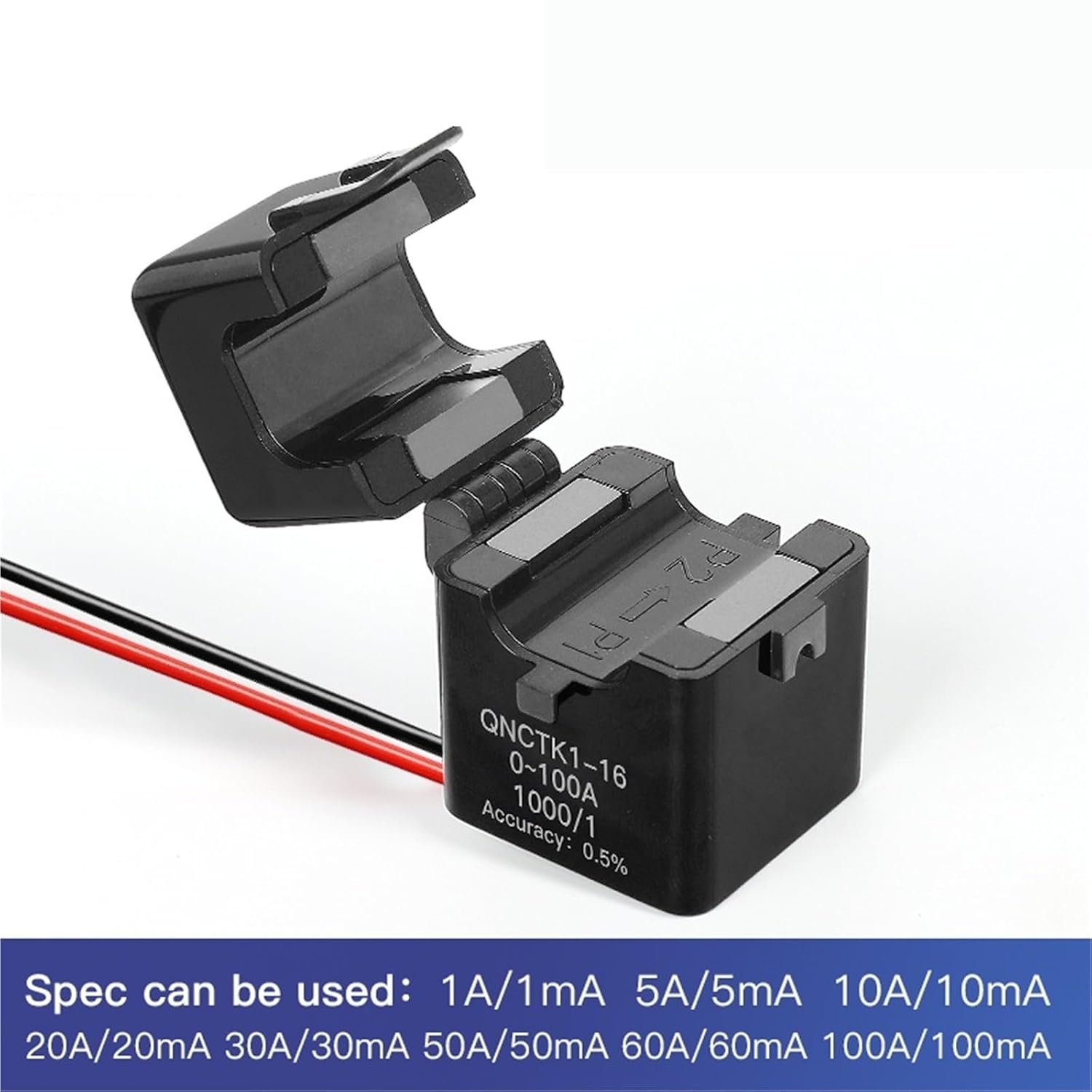 Split Core Current Transformer Sensor QNCTK1-16 1000/1 2000/1 3000/1 1:4000 1:5000 50A 50mA 100A 150A AC CT Transducer 1Pcs(QNCTK1-16 4000-1)
