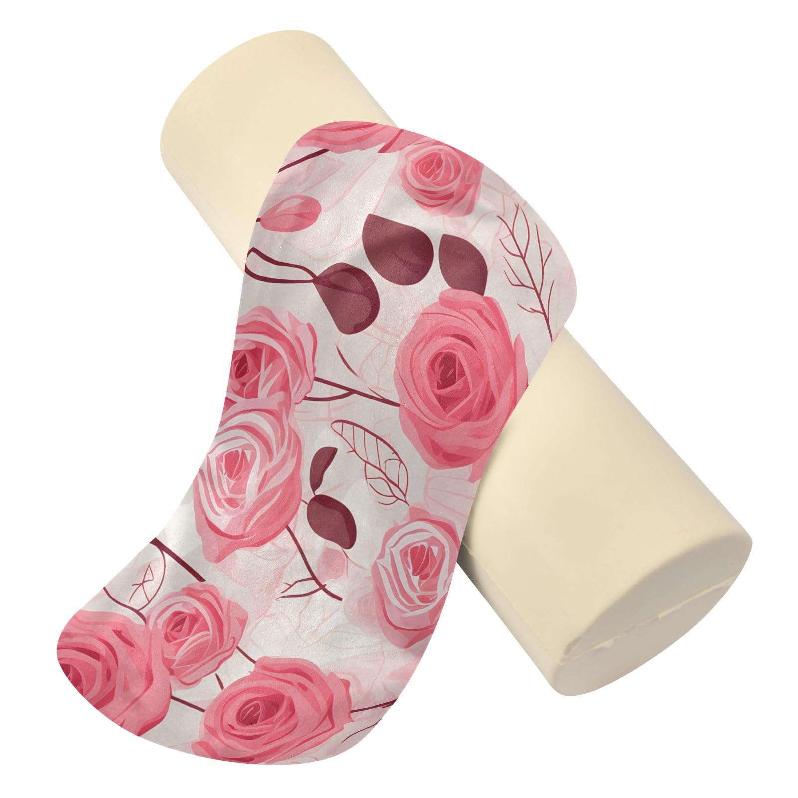 Kigai Roses Cervical Pillow for Neck Pain Relief Neck Roll Memory Foam Bolster Pillow for Legs Bed Head Back Sleeping Support