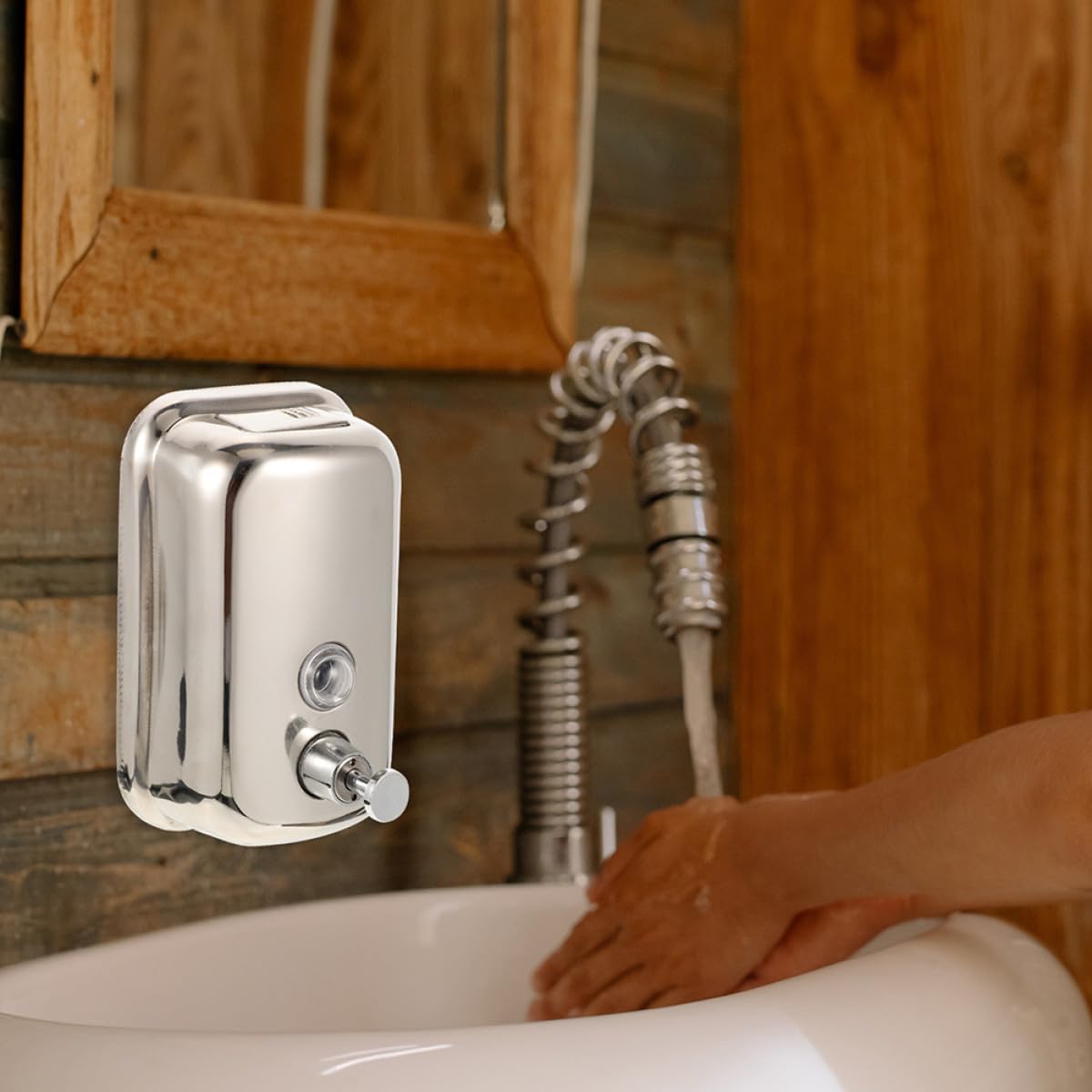 de Jabón Diseño Moderno de Acero Inoxidable Dispensador para Pared Ligero y Portátil 1000 Ml, Manual Adecuado para Cocina y Baño