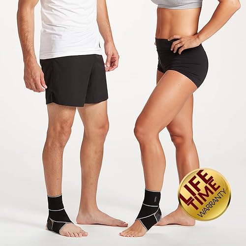 Vista 6 de ComfiLife Tobillera para hombres y mujeres, soporte ortopédico – Envoltura de compresión ajustable, manga de tobillo para fascitis plantar