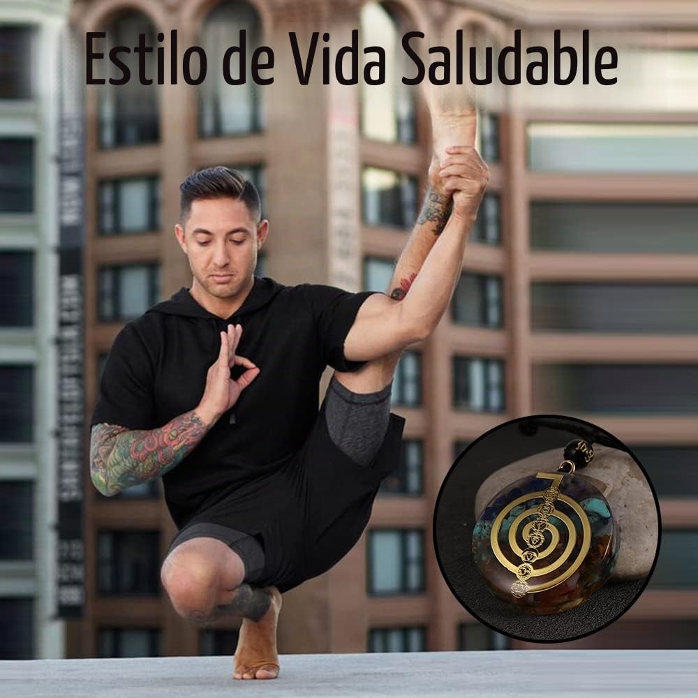 Orgonite 7 Chakra Colgante Collar, Meditación Orgonita Balance EMF Protección Cristales Dowsing Colgantes para Mujeres y Hombres