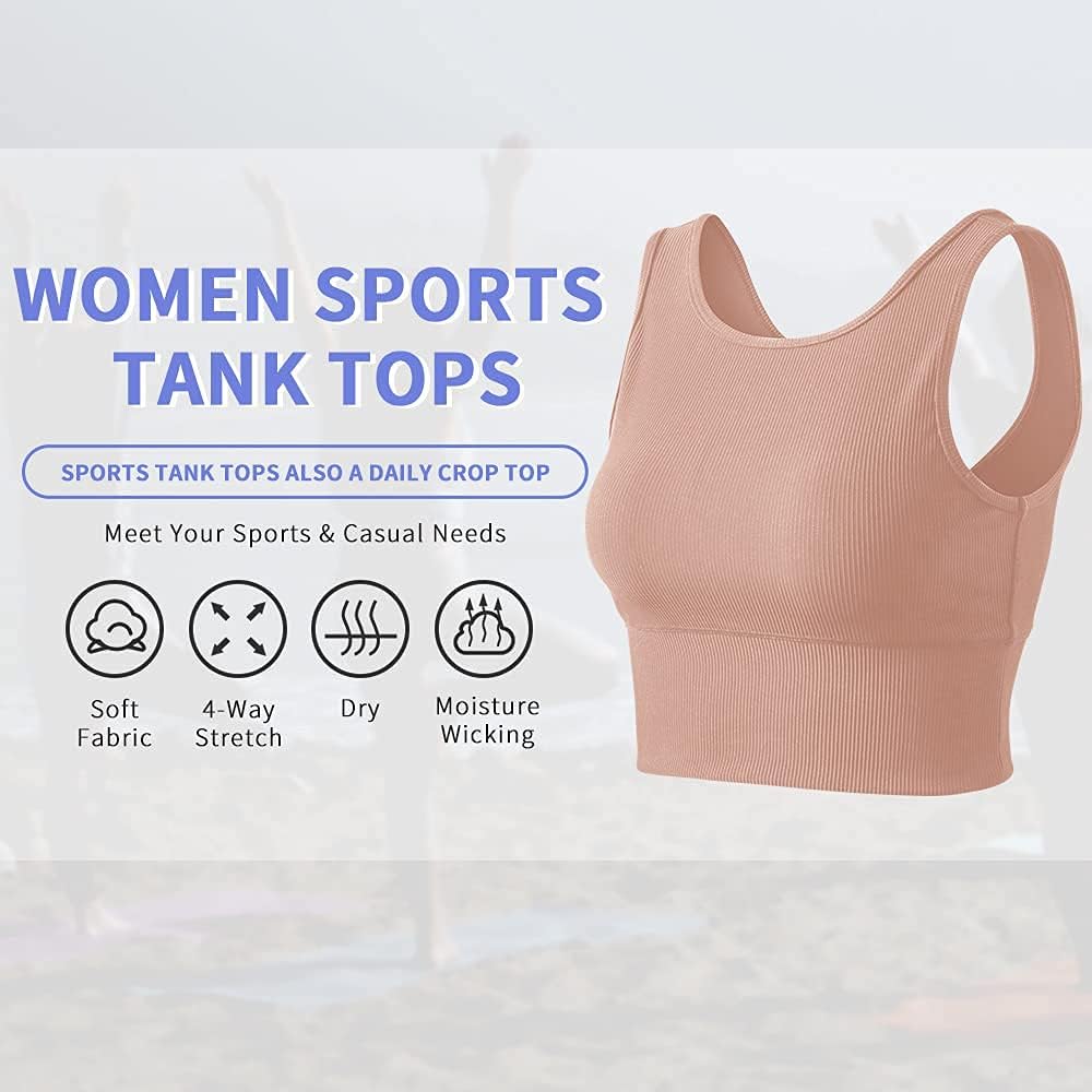 Workout Crop Tank Tops for Women Solid Comfort Sleeveless Shirts for Casual Sports Fitness Yoga Reversible Ribbed Tops Pink S - Image 5