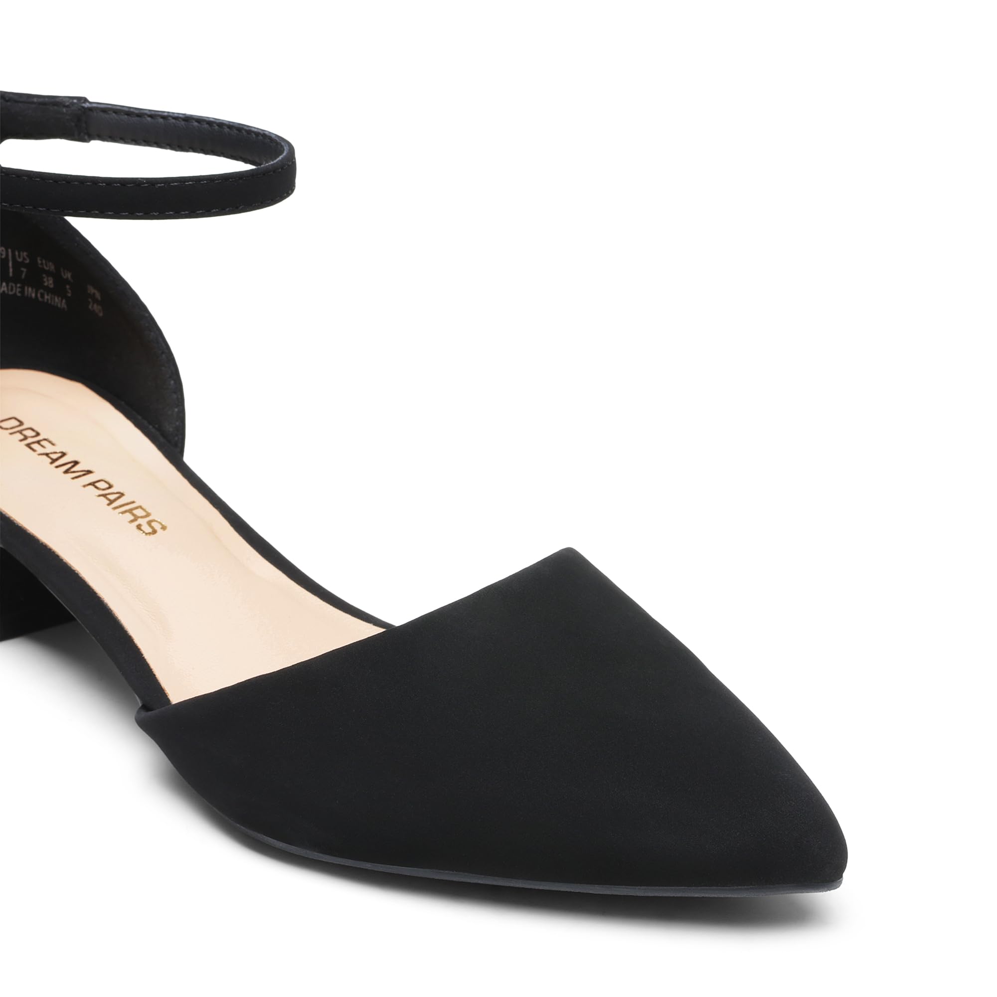 DREAM PAIRS Zapatos de Vestir para Mujer Tacones Bajos Bombas Punta Cerrada Comodidad D'Orsay Planos con Correa al Tobillo