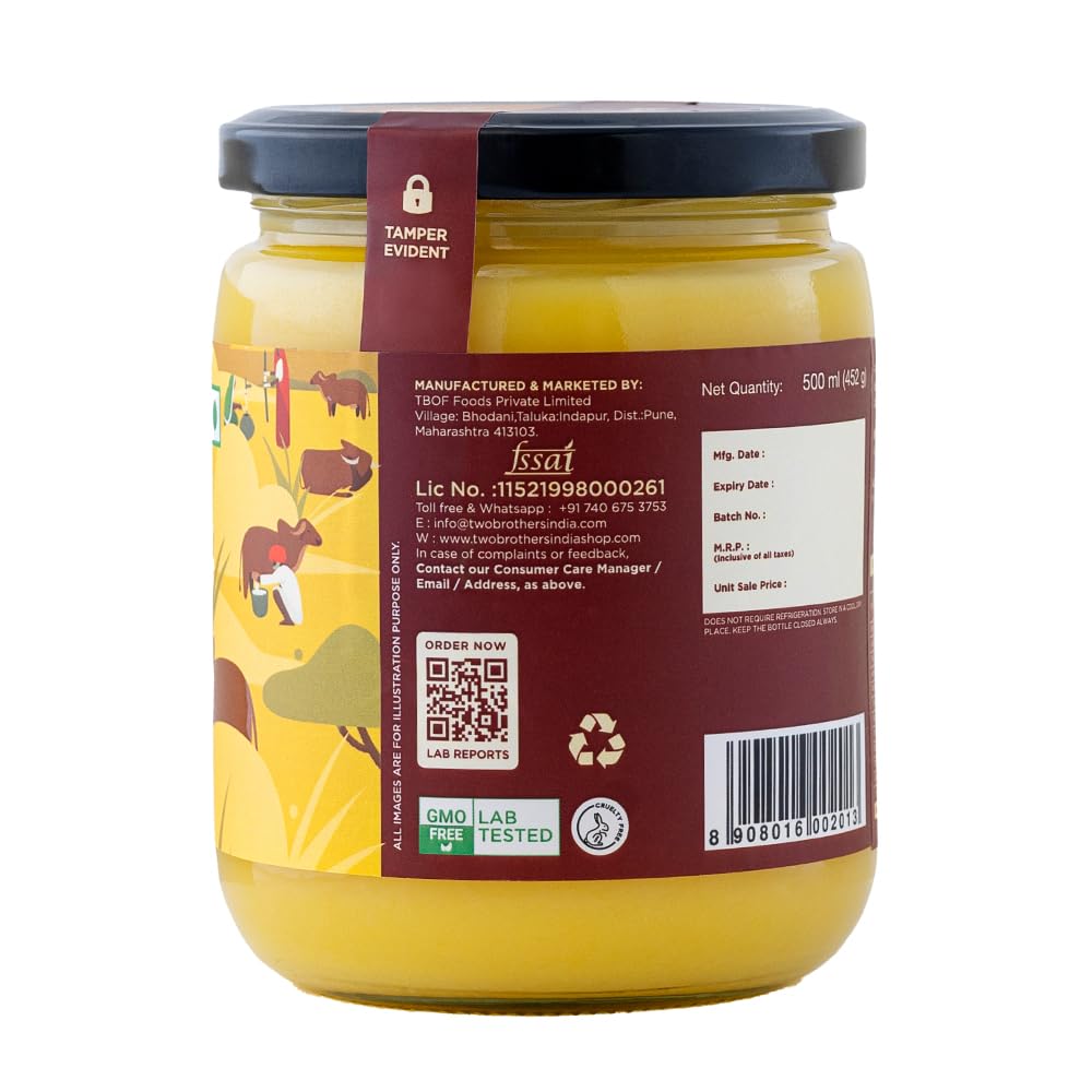 Two Brothers Organic Farms Combo Pack of Organic Desi Gir Cow A2 Cultured Ghee (250 Ml) and Immunity Boosting Powder (150 Gms), Healthy and Nutrient Dense | Gifting