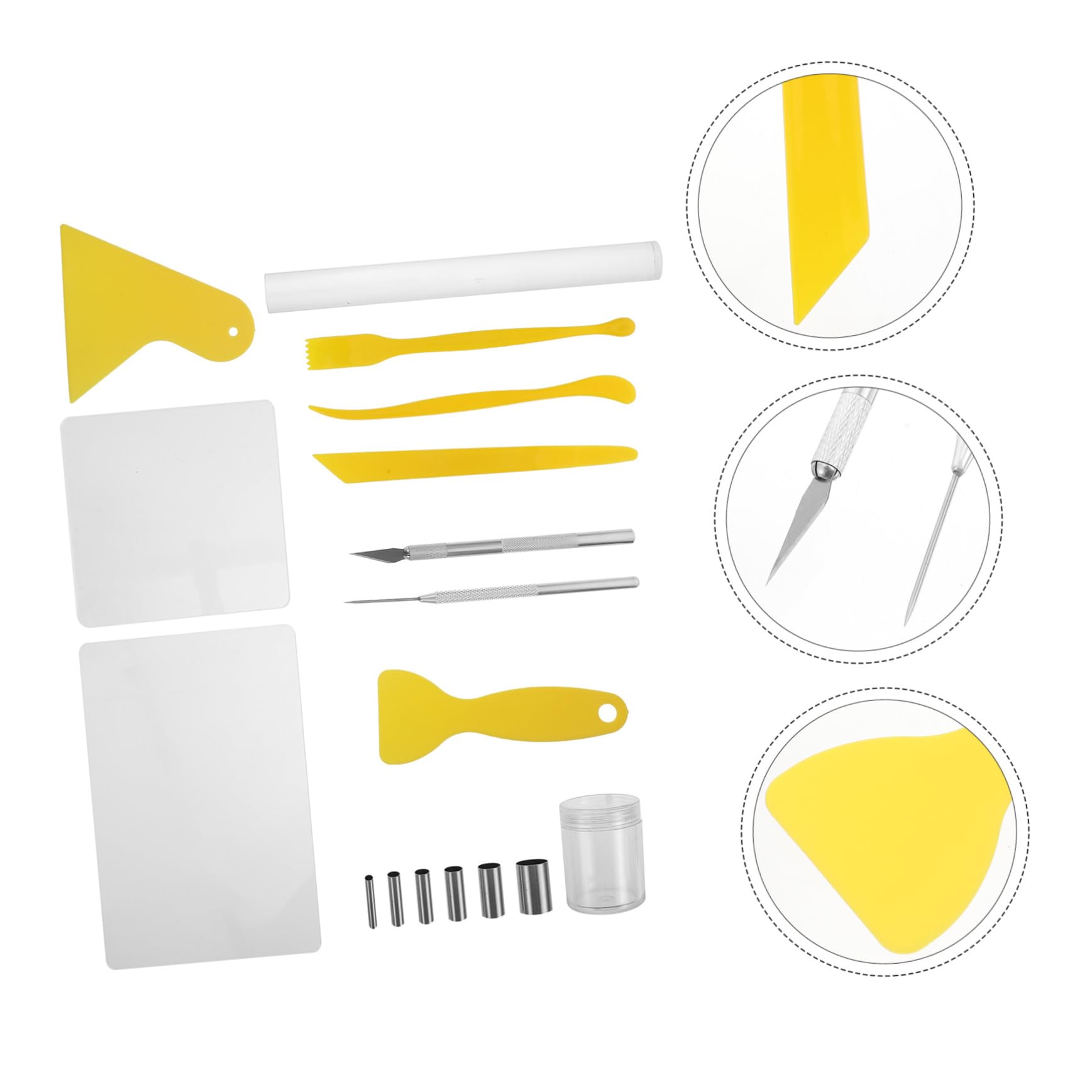 Angoily Set Strumenti per Modellare Argilla per Scolpire 17 Pezzi | Acrilico, Plastico e Acciaio Inox, Uso per Scultura in Argilla, Adatto a Bambini