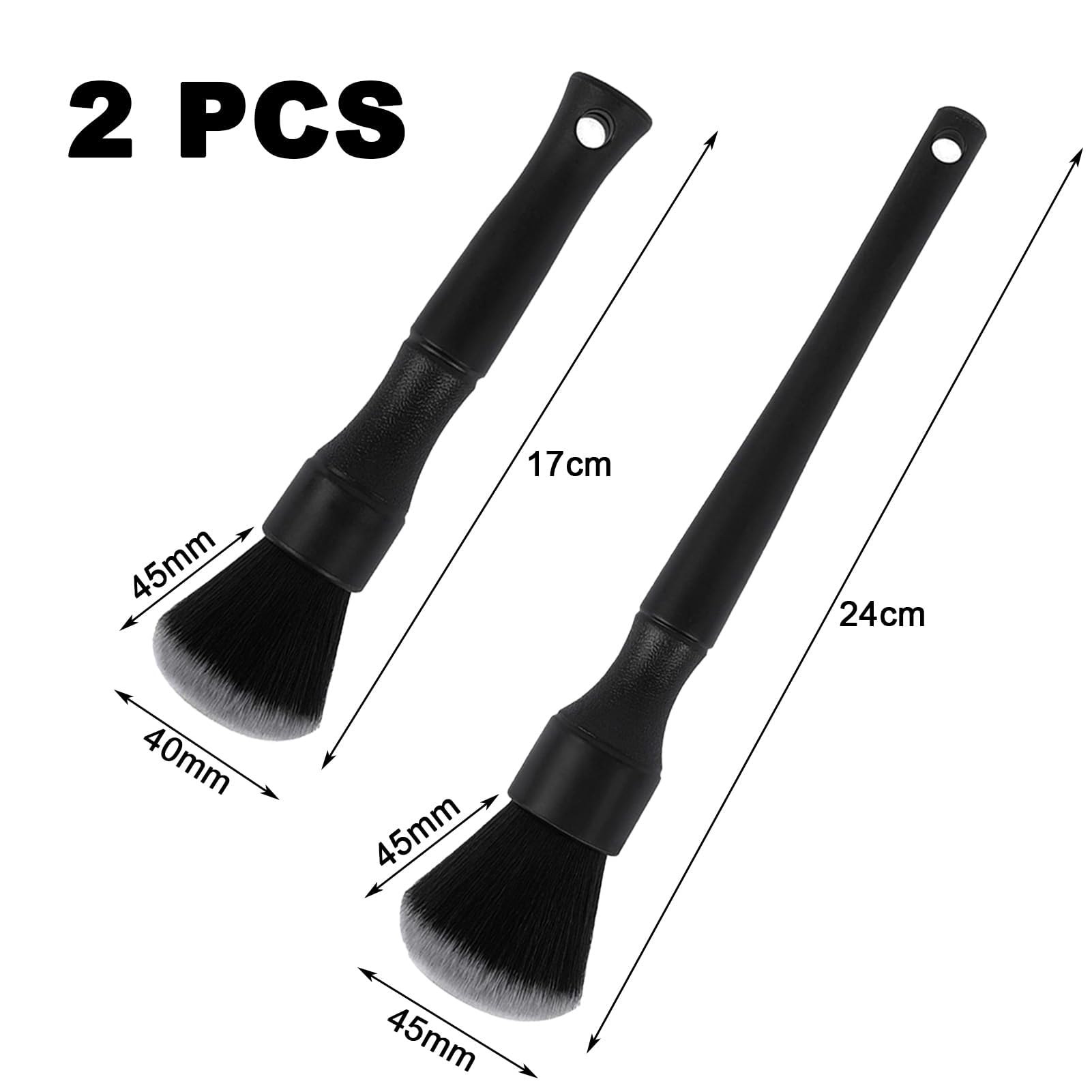 2 Pièces Pinceaux Detailing Auto 24cm + 17cm - Brosses Nettoyage Voiture Douces Et Précises