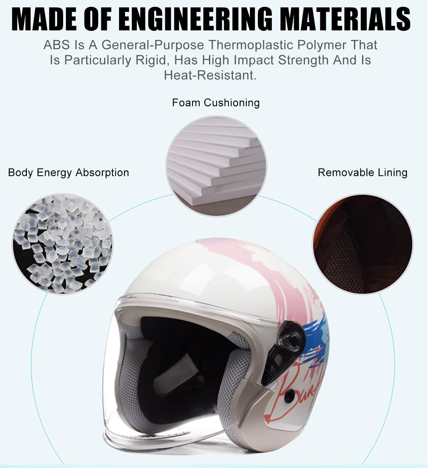 Casque Moto 3/4 (demi-casque) Pour Enfant - Homologué DOT/ECE - Taille 46-54cm - Style Rétro - Pour Scooter, Kart, Vélo