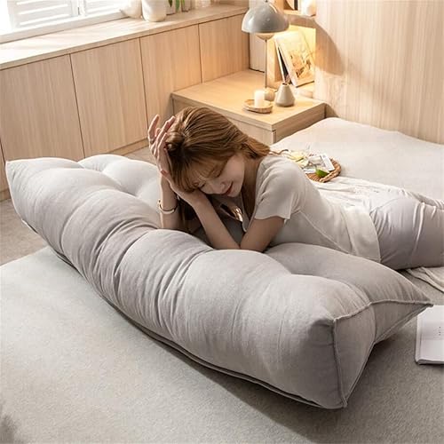Miniatura 5 de ZZYK Almohada triangular grande para cama de apoyo para leer en la cama, cojín lumbar para cama de día, cabecero de cuña con funda extraíble, gris,