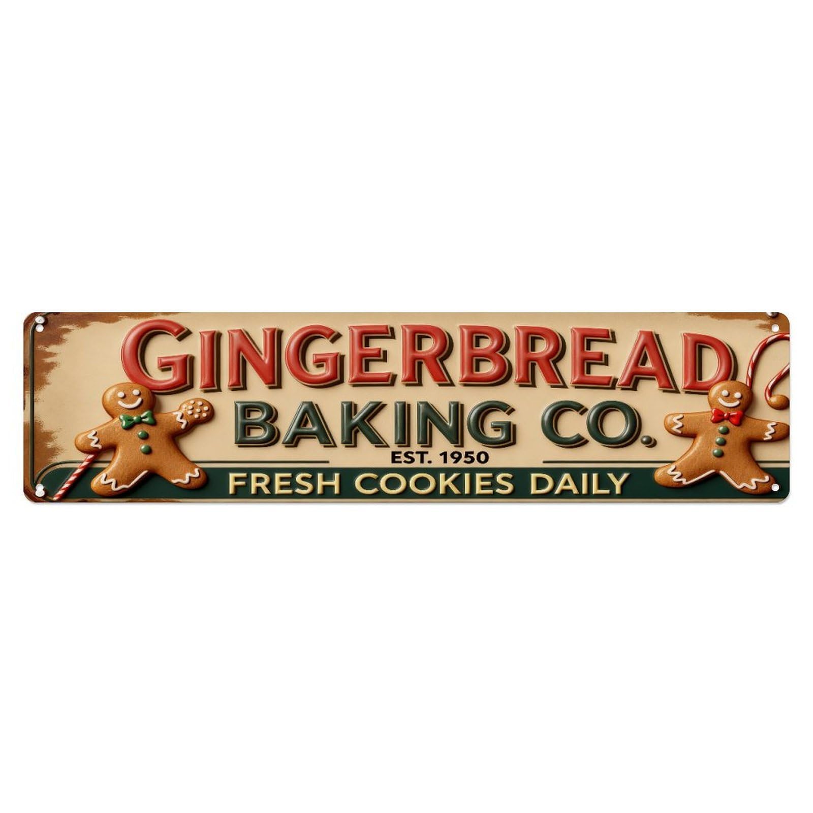 Gingerbread Man Pattern Metal Tin Sign Plaque