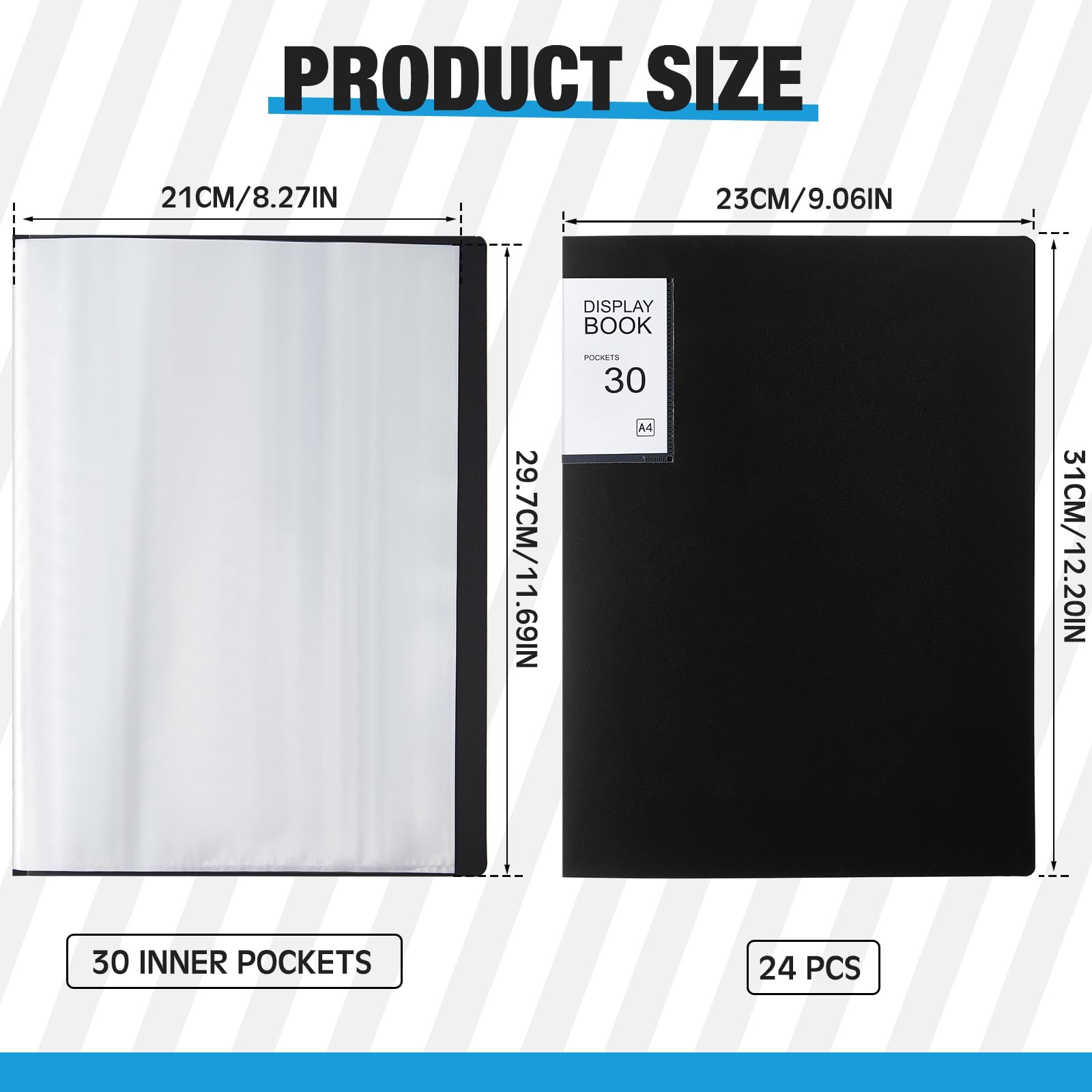 Outus Carpeta de arte de 9 x 12 pulgadas, 30 bolsillos, fundas de plástico transparente, libro de presentación con protectores de hojas para obras de arte A4, proyectos de arte, cubierta flexible