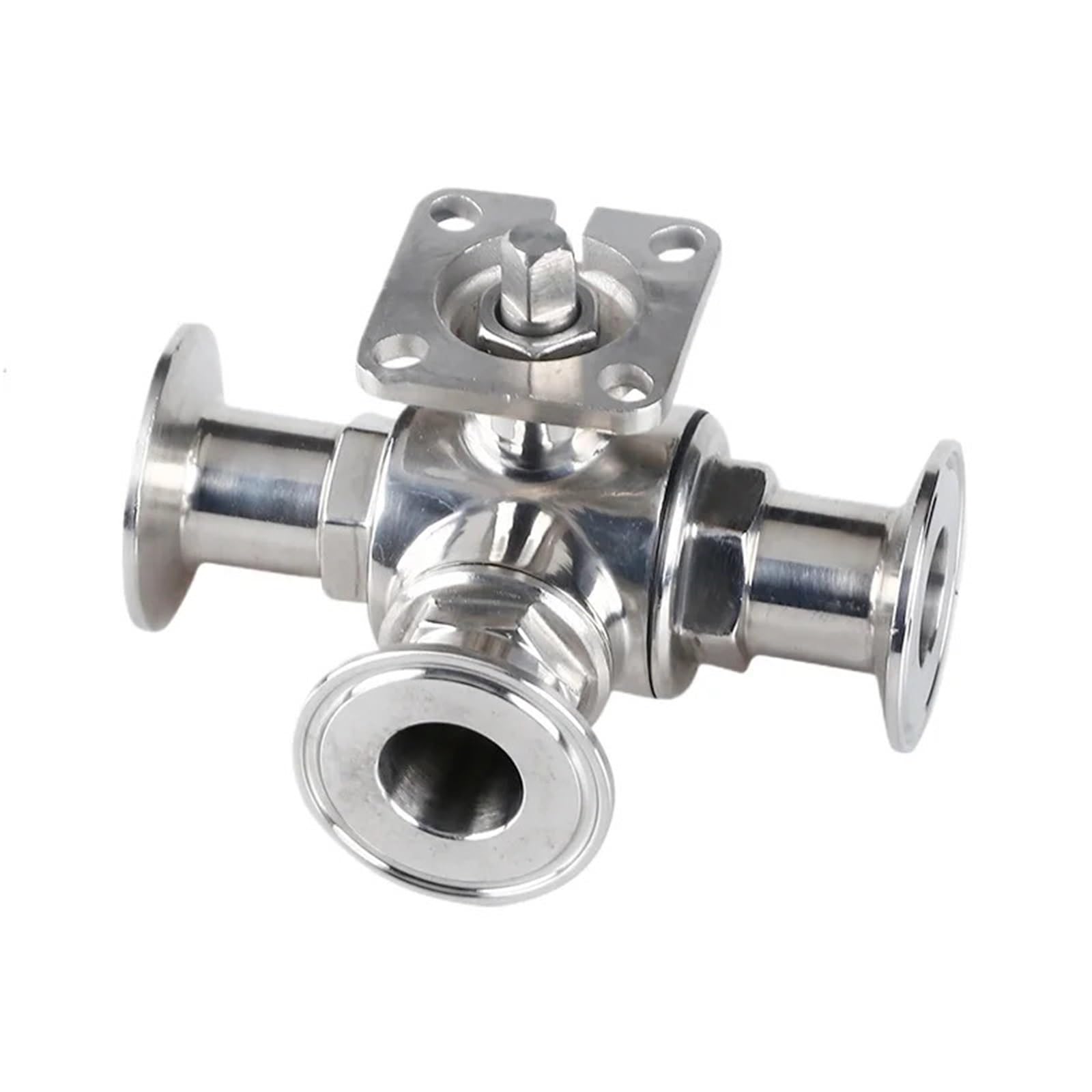 JNVFTCUX With Actuator Base 19-102mm 1.5" - 4" Tri Clamp T L Port Tee Ball Valve 304 316 Stainless Steel Sanitary Homebrew No Handle(SUS304 63mm K77.5,T Port)