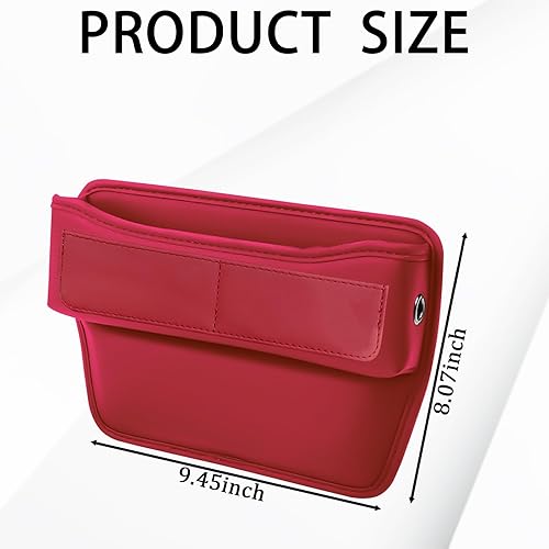 Miniatura 2 de msyuusr Organizador de automóvil de lujo, caja de almacenamiento rectangular de cuero, rojo, 3 compartimentos, estable e impermeable, 8.26 x 1.48