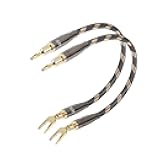 SKW HI-FI Series BiWire Jumpers, Speaker Jumper Cable, Ultra-high Purity Copper Banana to Spade Wire - Set of 2 (2 Cables)