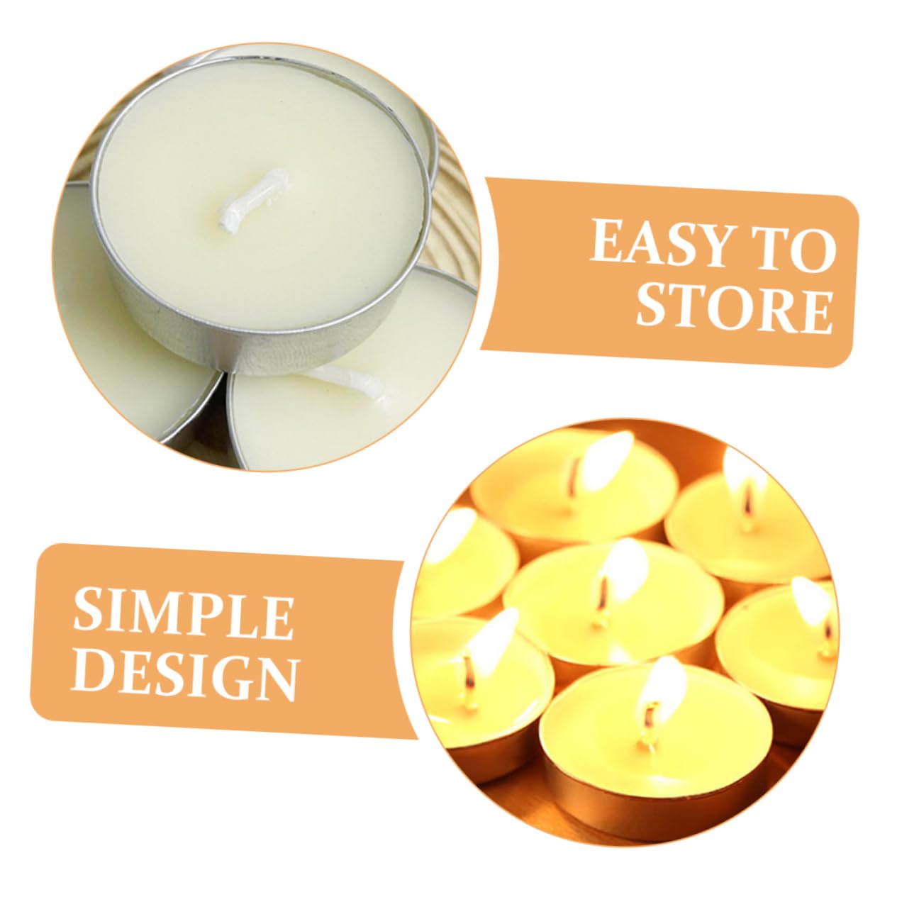 Candele Tealight Rotonde 100 Pezzi in Paraffina, Bianco
